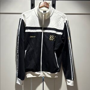 Adidas Men's Black and White Track Jacket